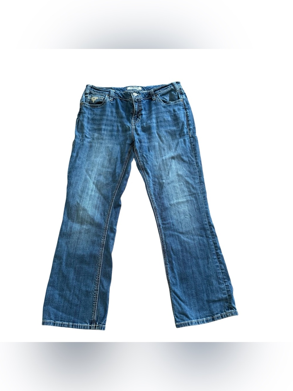 Rock & Roll Blue Denim Jeans Bootcut Cowgirl Embroidered Embellished 33